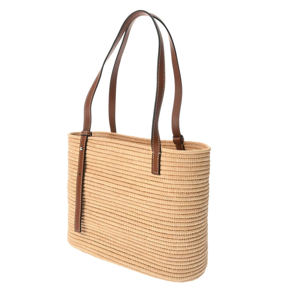 Loewe Square Leather Brown Basket Palm Beige Bag Leaf